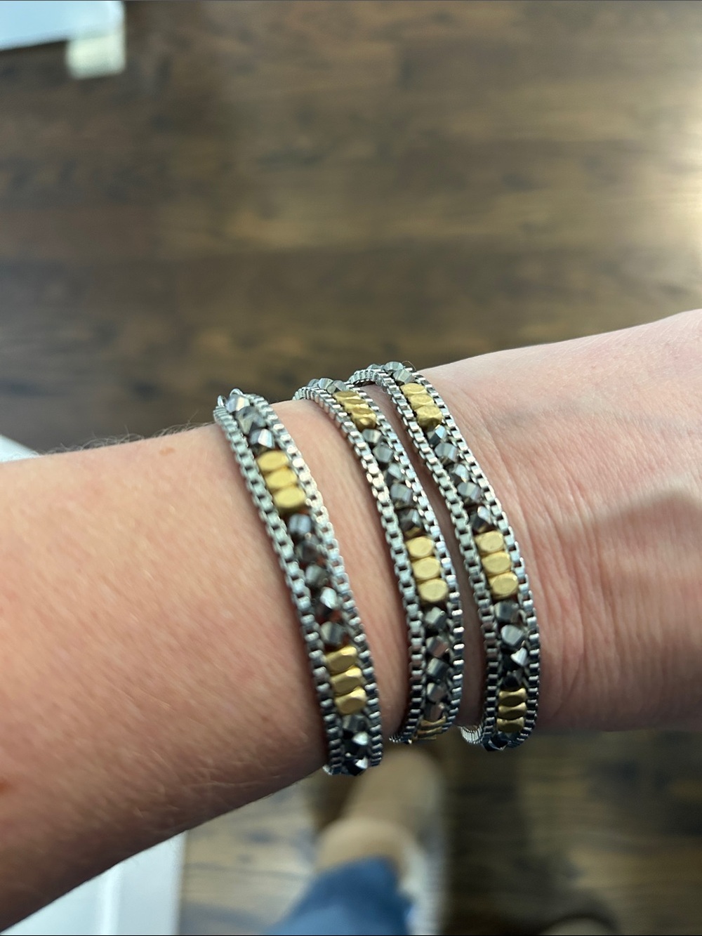 Stella & Dot -Silver and Gold Layered Chain bracelet or necklace - Women Jewelry